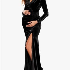 Black velvet maternity gown